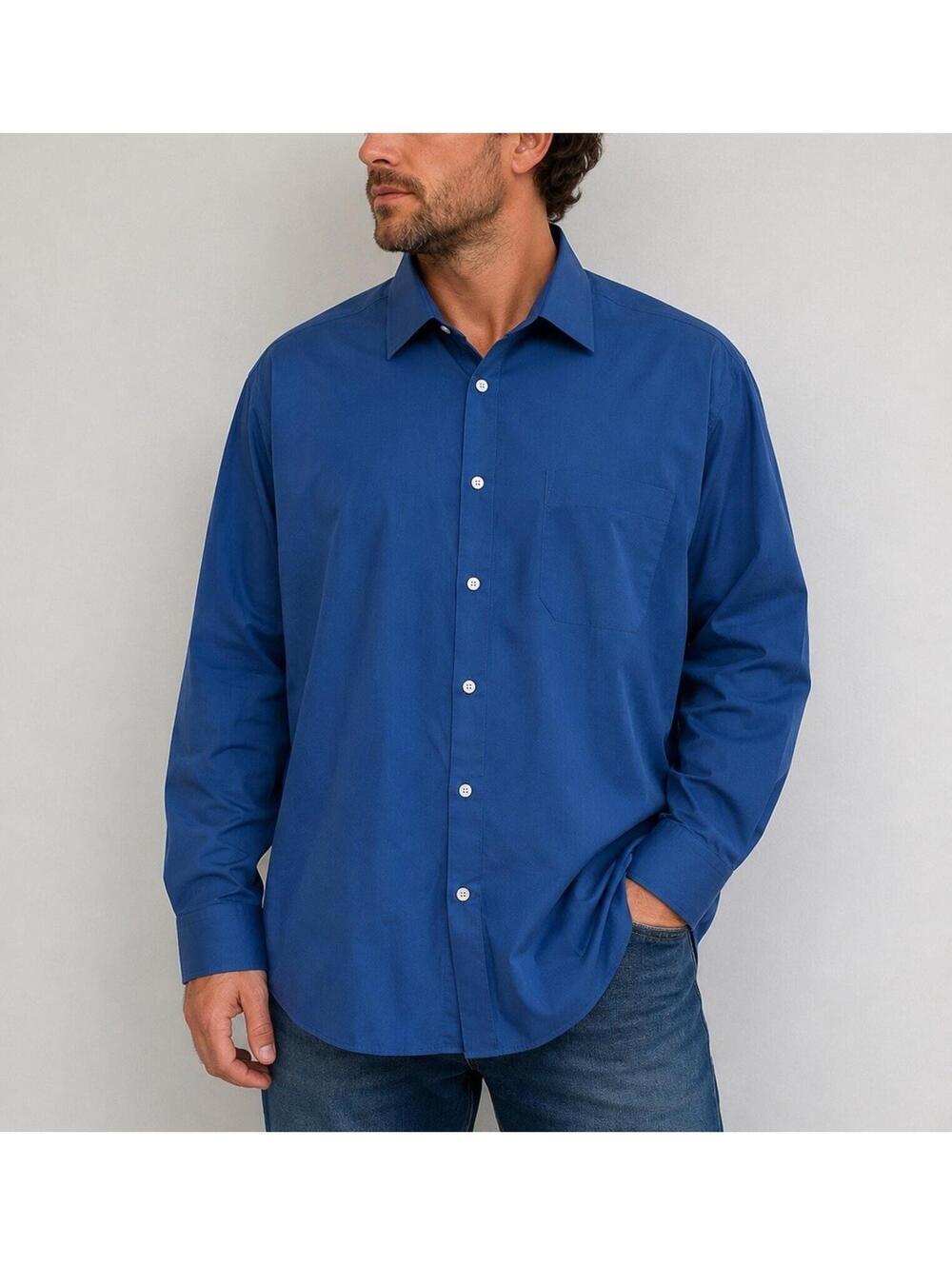 SYNRGY Blue Button Down Dress Shirt Men’s 18.5 XXL 2XL Long Sleeve Career Preppy